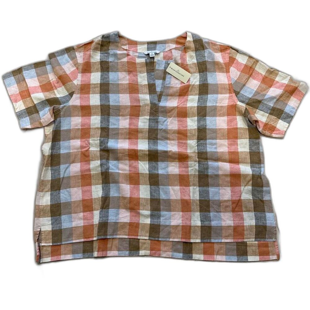 LL Bean NWT Women's Plaid Blouse Size 1XL Plus